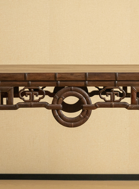 红木竹节工书卷式琴桌