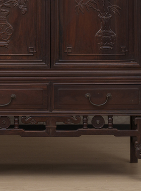 红木浮雕诗文博古图书柜