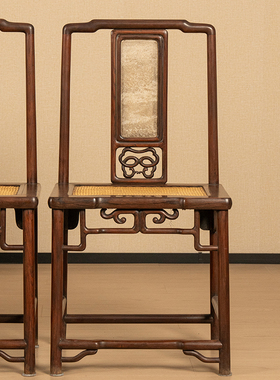 红木镶云石靠背椅成堂