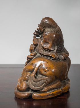 清代 竹雕浏海戏金蟾摆件老物件文玩古董收藏竹制艺术品总是摆件