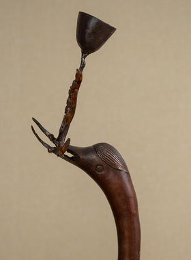 铜仙鹤烛台一对铜制艺术品