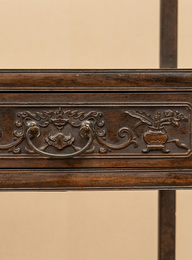 早期紫檀全敞式三层书架摆件