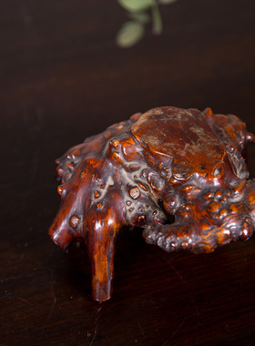 清代黄杨木器座收藏真品老物件