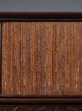 红木嵌竹地屏中式家居摆件