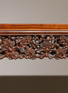 清代 红木透雕灵芝纹书卷式琴桌明清古典老家具收藏老红木玄关桌