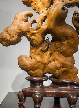 清代楠木“五福捧寿”摆件古董