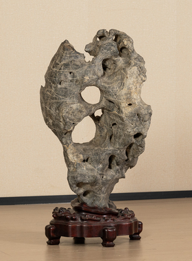 明代灵璧石文房赏石（红木座）