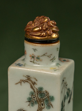 清嘉庆粉彩花卉收藏拍卖真品文玩