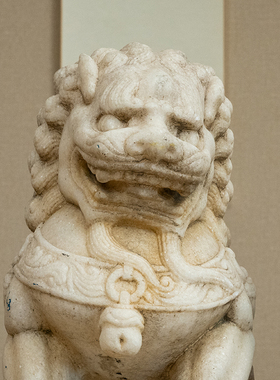 汉白玉狮子摆件（一对）