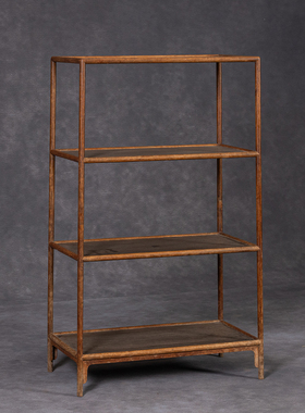 清代黄花梨圆材三层架格