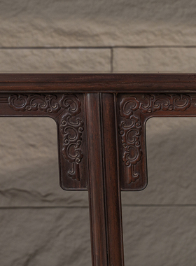 红木夹头榫雕草龙平头案