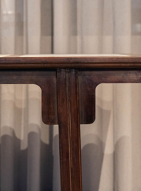 清代红木三镶云石夹头榫刀牙板画案明清古典家具收藏老红木办公桌