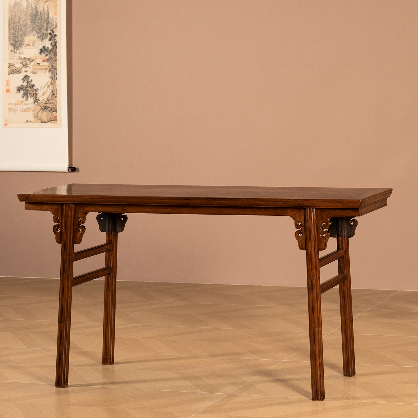 Huanghuali chuck tenon Ruyi moiré flat-top case