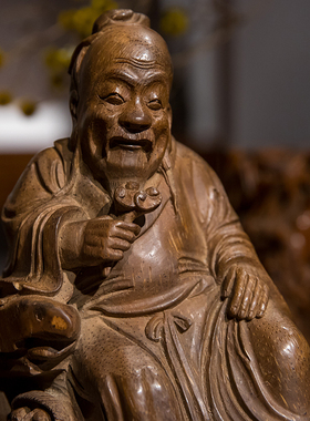 清代 竹雕东方朔人物像老物件收藏品文玩古董竹制艺术品人物摆件