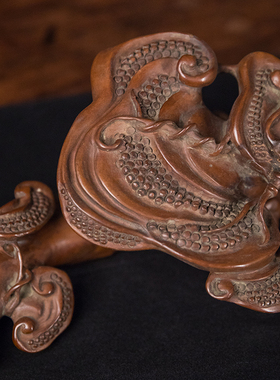 黄杨木透雕灵芝纹大如意