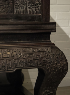 紫檀云龙纹三弯腿五屏风宝座（配脚踏）中式古典家具小叶紫檀宝座