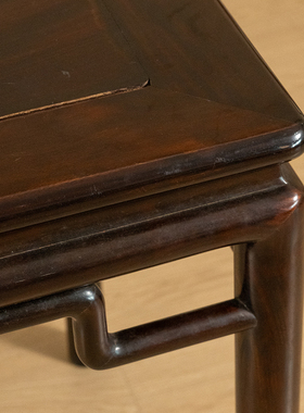 红木独板高罗锅枨圆材画桌