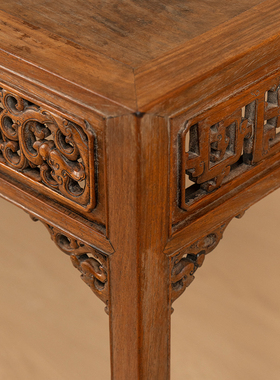 黄花梨透雕螭龙捧寿四面平条桌