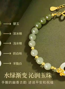 纯银手錬莲花和田玉平安