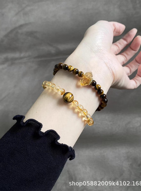 批发2025双圈手串虎眼石黄水晶双圈手链串珠女饰品礼物高级感小众