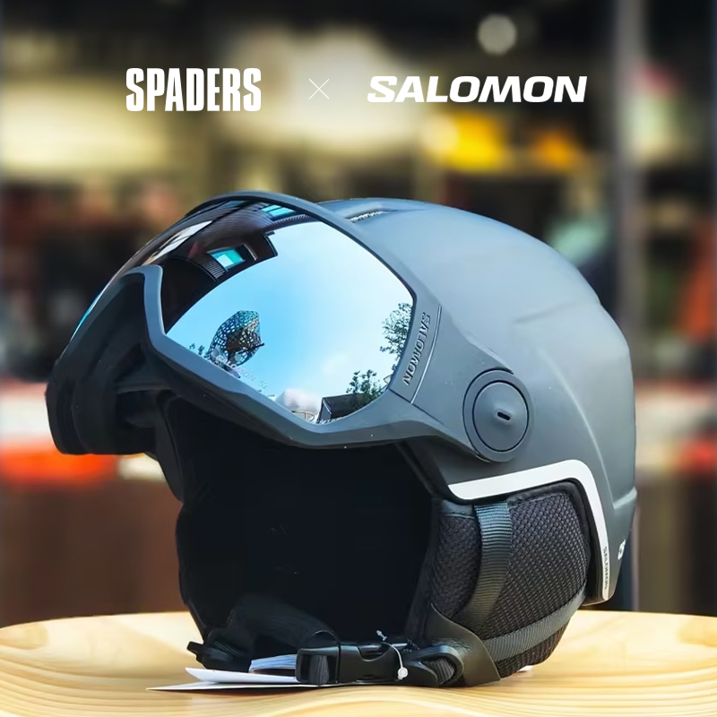 SALOMON 2324新款 男款一体式滑雪头盔 可变色镜片 SPADERS黑桃 - 图0