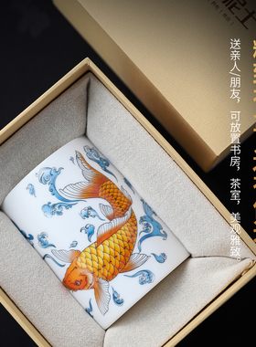 鲤鱼跃龙门陶瓷笔筒中高考礼物