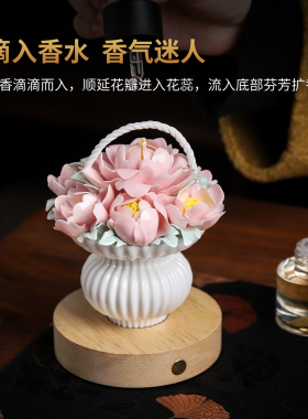 金玉满堂非遗陶瓷花篮香薰摆件