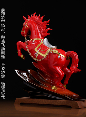 陶瓷红色骏马战马摆件乔迁礼物