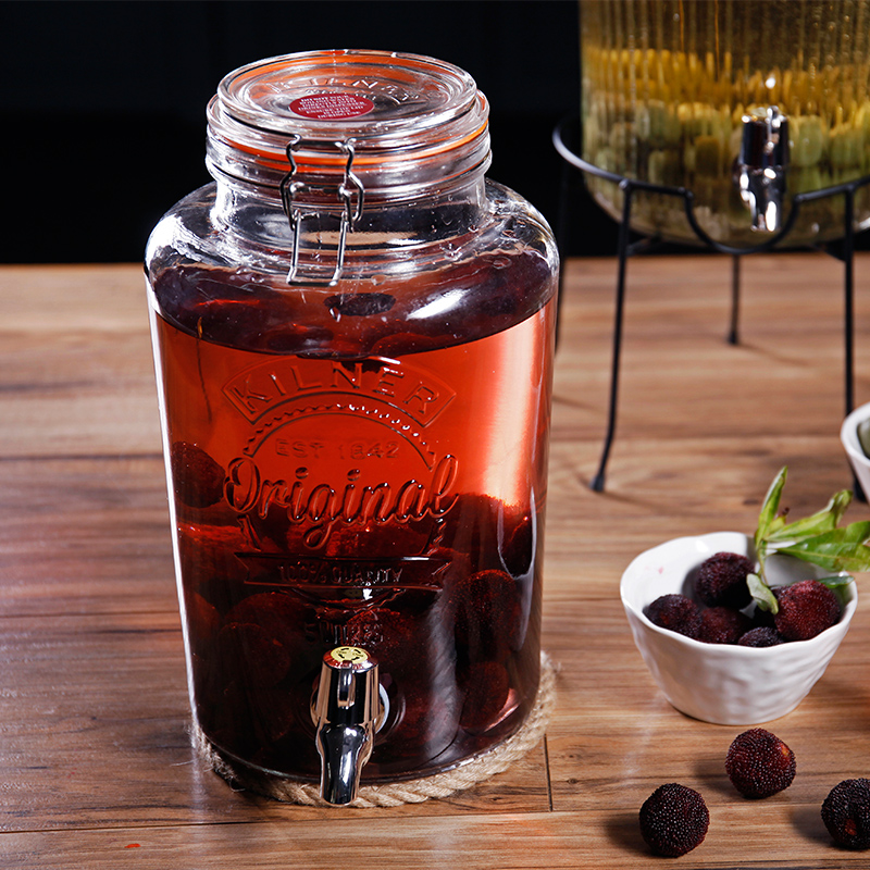 Kilner green plum soaking wine bottle with faucet