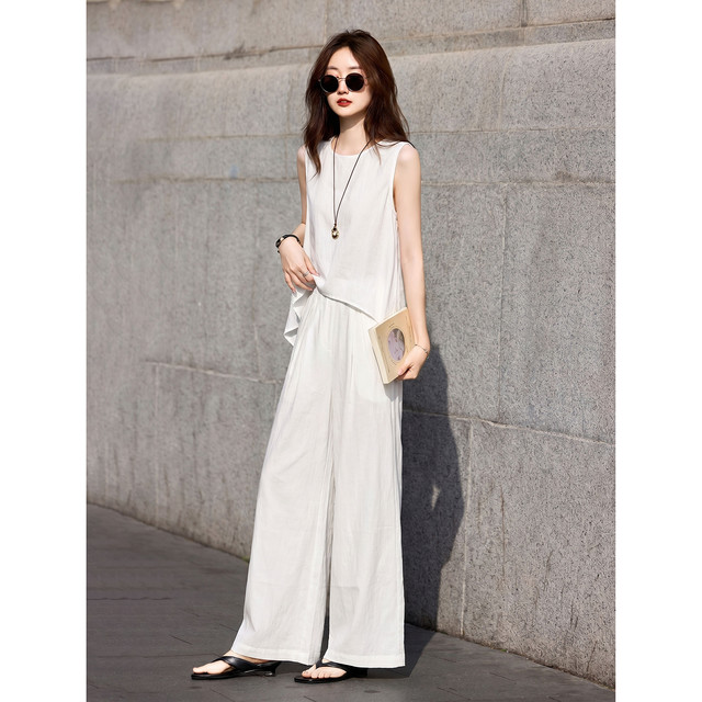 Awakening Paradise Two-piece Set 26 Summer Necklace Sleeveless Irregular Shirt Casual Pants suit