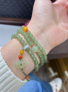 天然和田玉多圈玉石手链