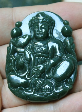 A货新疆和田玉挂件观音吊坠