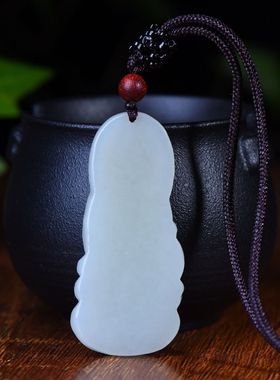 简约百搭天然和田白玉观音吊坠