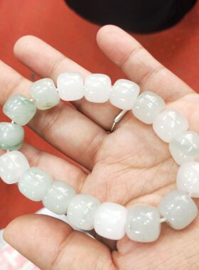 新疆金丝玉冰种飘花单圈手串