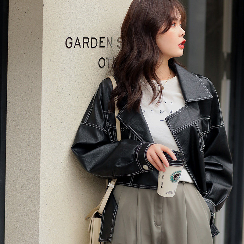 小皮衣短款春秋2020新款pu皮夹克 淑系皮衣