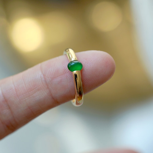 良器艺术| 18K金翡翠帝王绿卡镶戒指大牌时尚正品女戒金镶玉 - 图2