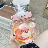 Вместительная и большая летняя высококачественная чайная чашка со стаканом, милая детская трубочка, с медвежатами