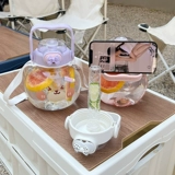 Вместительная и большая летняя высококачественная чайная чашка со стаканом, милая детская трубочка, с медвежатами