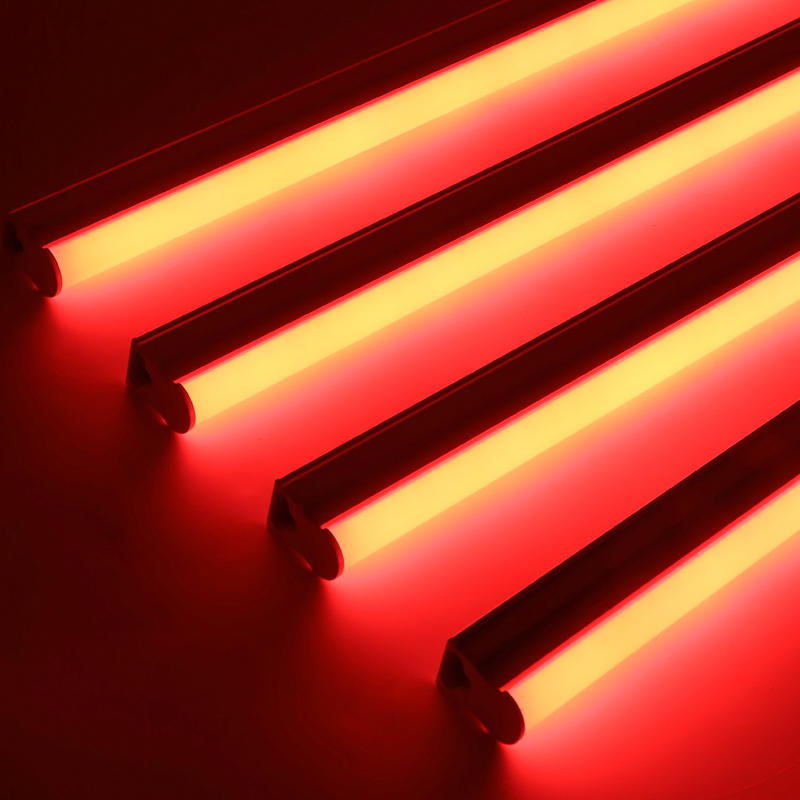红色灯管红光灯条led灯带T5T8光管线条日光灯条形长条一体化220V - 图0
