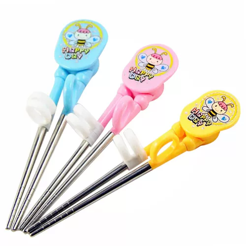 Детские палочки для еды для раннего возраста для тренировок из нержавеющей стали, детская посуда для домашнего использования, практика для прикорма