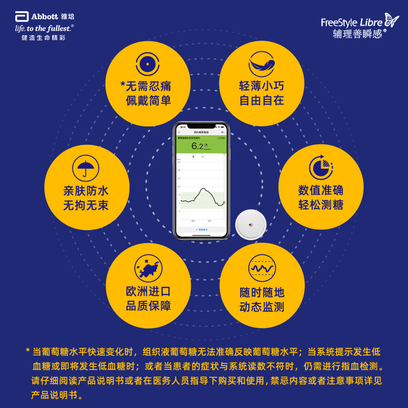 雅培瞬感家用无创动态扫描2血糖仪 雅培医疗器械旗舰血糖用品