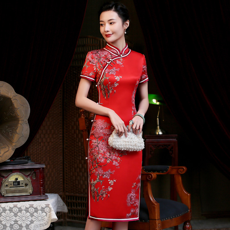 旗袍2020年新款妈妈夏装日常连衣裙 茗绣旗袍