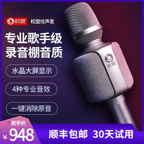 权盟R2Pro炫声麦克风话筒音响一体全民手机K歌神器专业声卡直播 - 图1