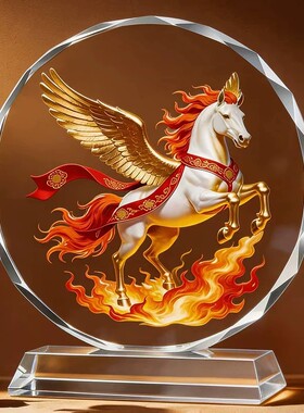 马踏前程水晶摆件马年吉祥送礼