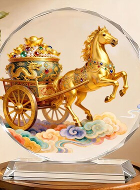 马上有钱水晶招财摆件乔迁送礼