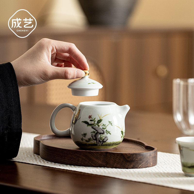 成艺陶瓷蝶恋花龙家用茶具套装功夫茶具手工堆料茶壶盖碗茶杯礼盒,淘宝优惠券,粉丝福利购,淘宝优惠卷