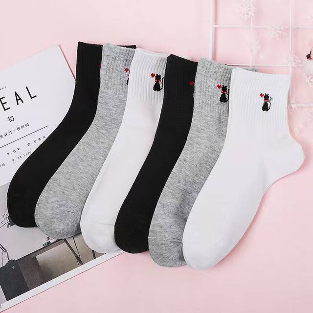 Langsha women's mid-length cotton anti-odor socks