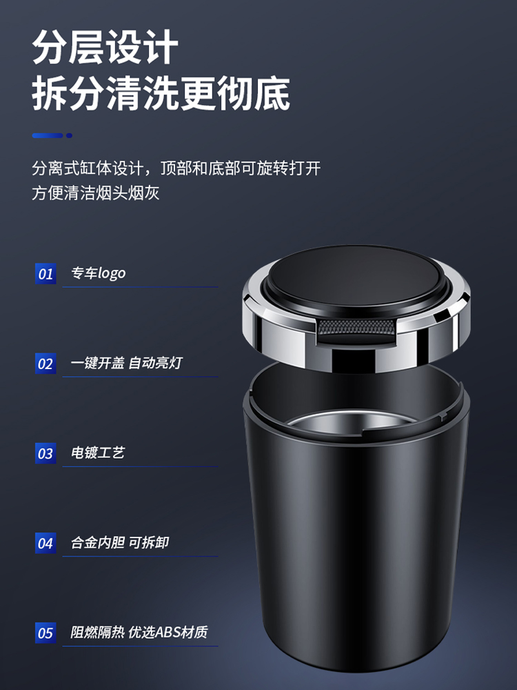 适用奥迪车载烟灰缸A4LA6LA3Q3Q5L Q7A7A8LA5A1Q2TT车用内饰用品 - 图0