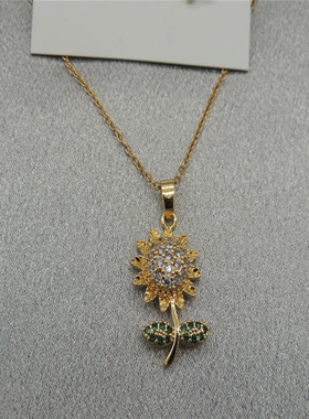 饰品厂家直销精美设计欧美优雅西洋靓丽黄铜锆石耳钉项链NB36