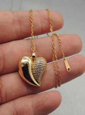 经典潮款项链黄铜锆石抛光牛角